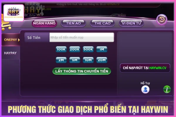 Hướng Dẫn Nạp Tiền HAYWIN Từ A-Z Đơn Giản, Phút Mốt 1 Các phương thức giao dịch nạp tiền HAYWIN